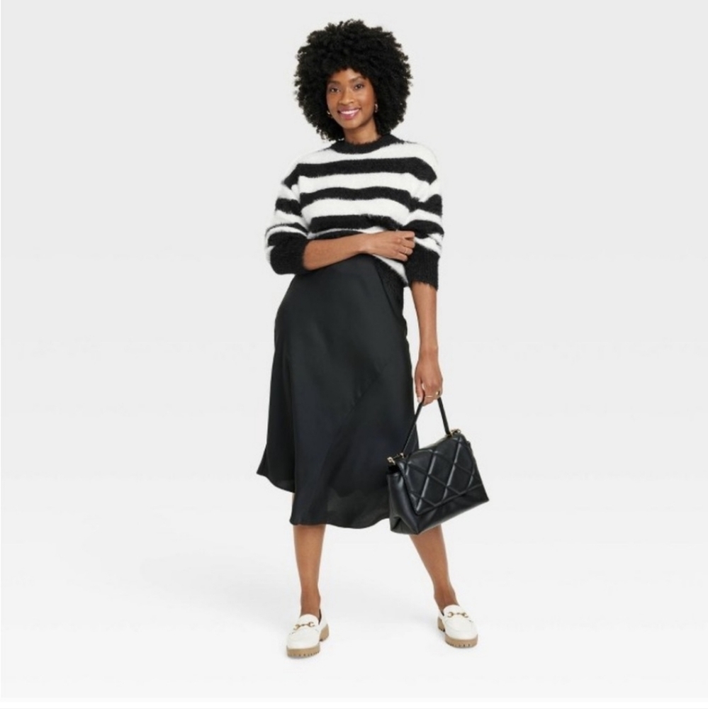 A new day Women's Long Sleeve Striped Crewneck Pullover Sweater - Picture 3 of 13